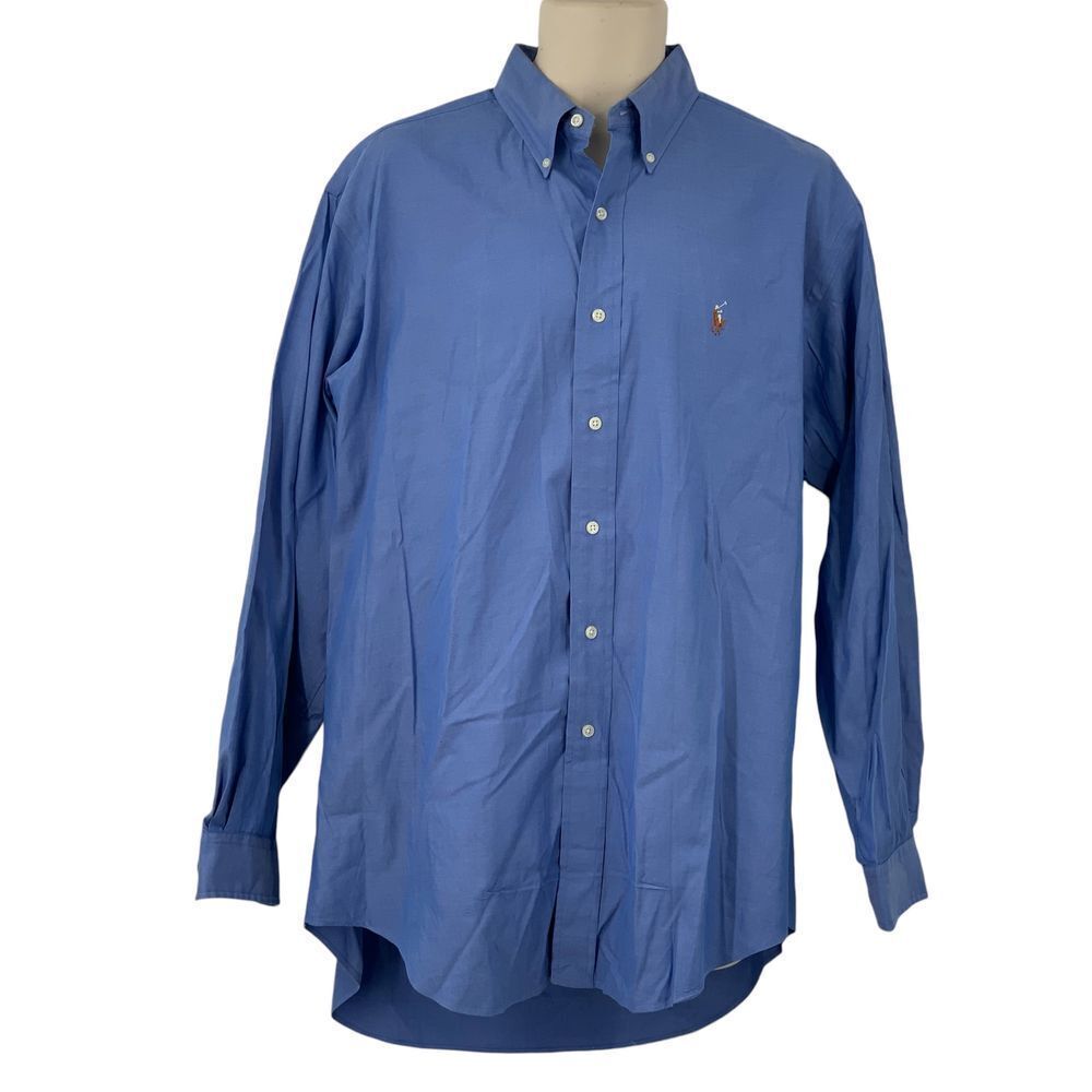 Ralph Lauren Yarmouth Men's Long Sleeve Blue Oxford Button-Down Shirt Size 16-34